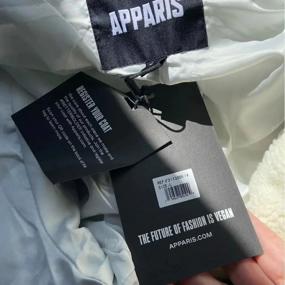 NWT Apparis Matt Quilted Denim & Faux Shearling Puffer Coat size Large - Picture 9 of 10